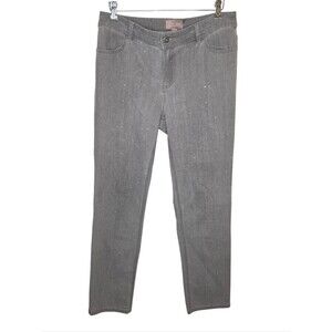 Chico's Gray Rhinestone Embellished Straight Leg Denim Jeans Size 2 (12)